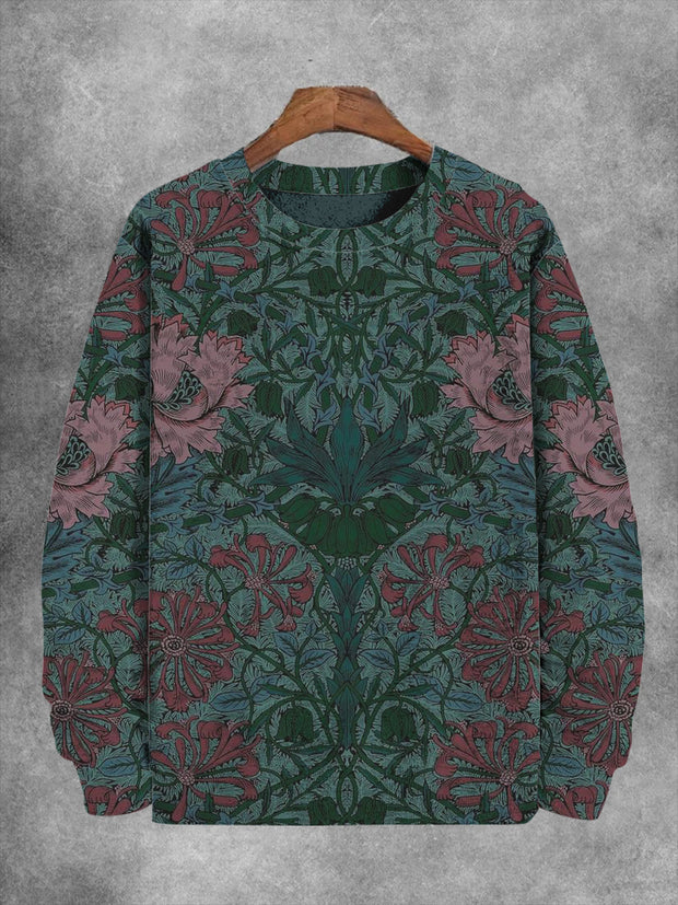 Unisex Vintage Botanical Greenery Print Casual Sweatshirt